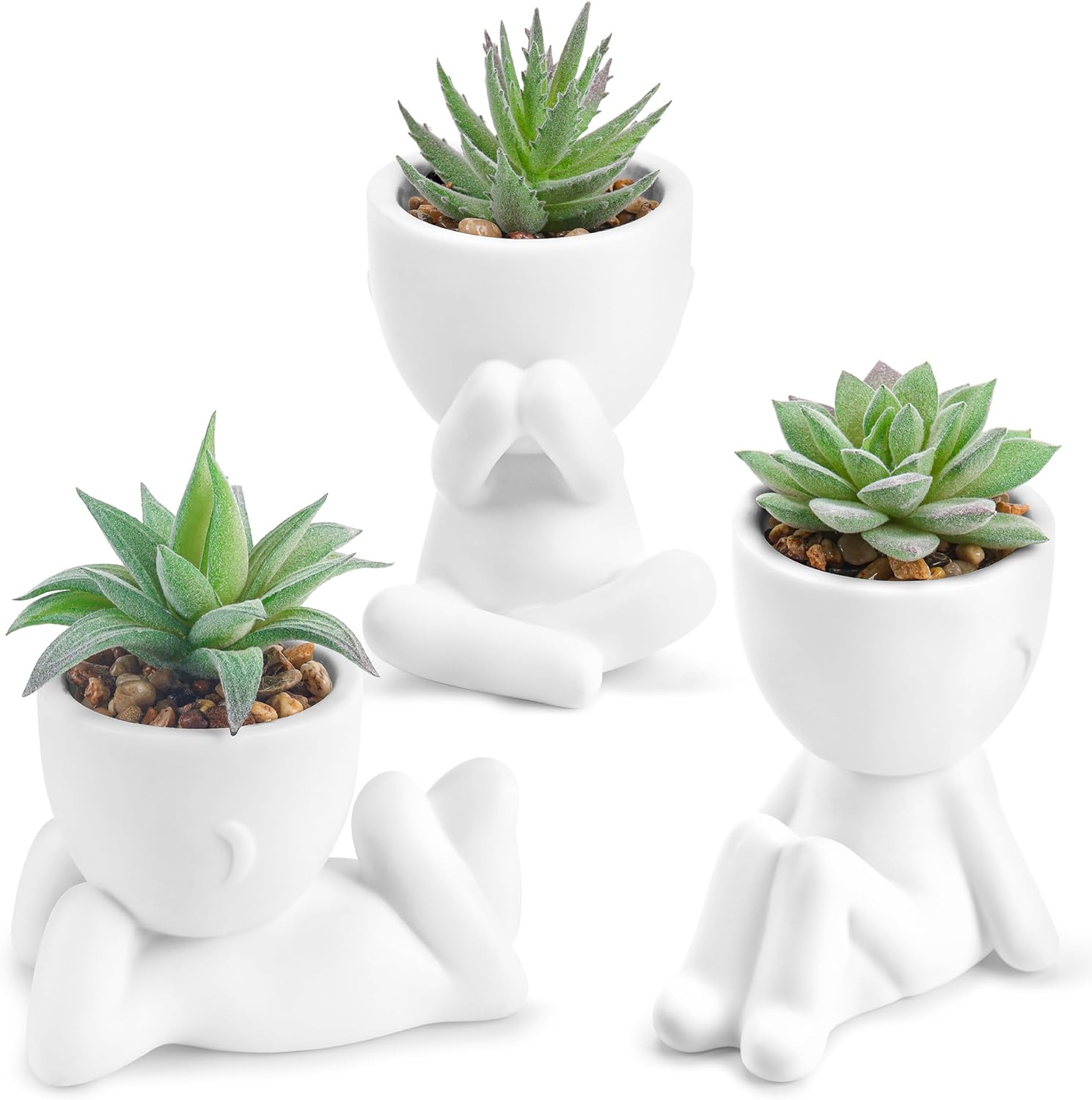 Succulents Plants Artificial, Faux Plants for Bathroom, Bedroom, Home, Room- 3pcs Succulents Plants Artificial, Faux Plants for Bathroom, Bedroom, Home, Room- 3pcs